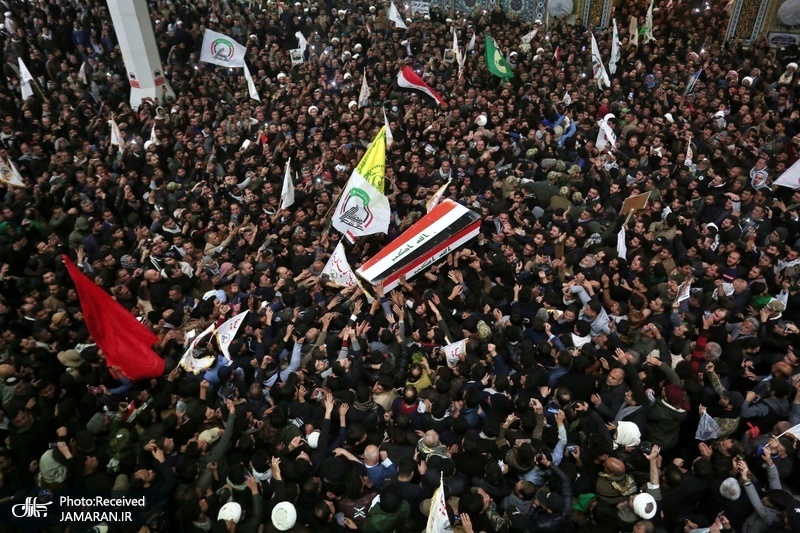 تشییع باشکوه شهیدان سردار قاسم سلیمانی و ابومهدی المهندس در کربلا و نجف