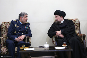 دیدار فرمانده نیری هوایی ارتش( امیر بهمن بهمرد )و جمعی از فرماندهان با سید حسن خمینی