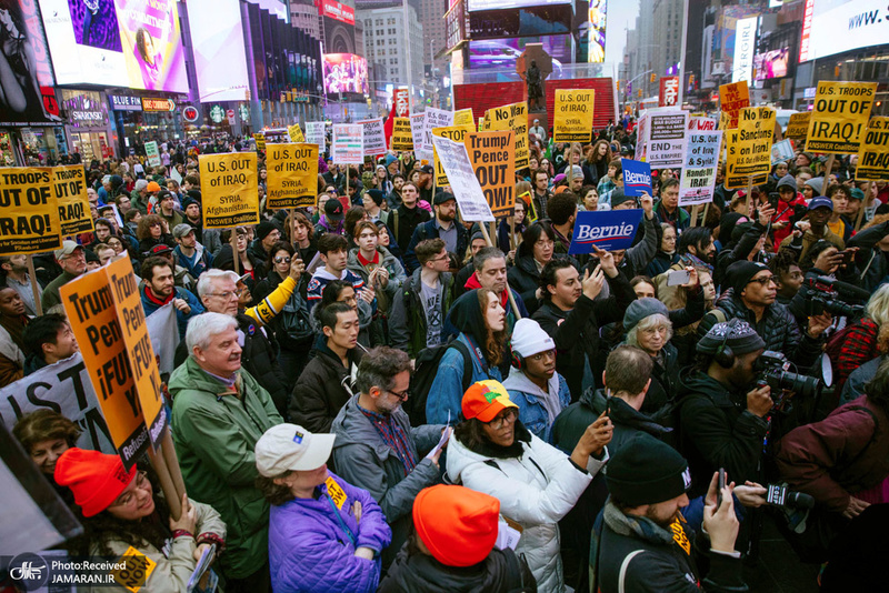 تظاهرات در محکومیت ترور حاج قاسم سلیمانی در شهرهای مختلف آمریکا