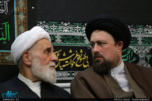 حضور سید حسن خمینی در منزل مرحوم حاج شيخ محمد حسن قرهى(ره)