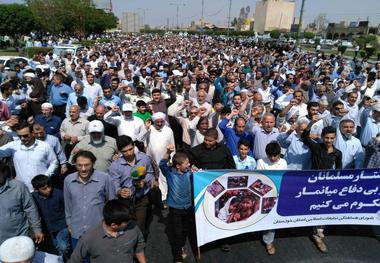 راهپیمایی نمازگزاران جمعه اهواز در محکومیت کشتار فجیع مسلمانان میانمار