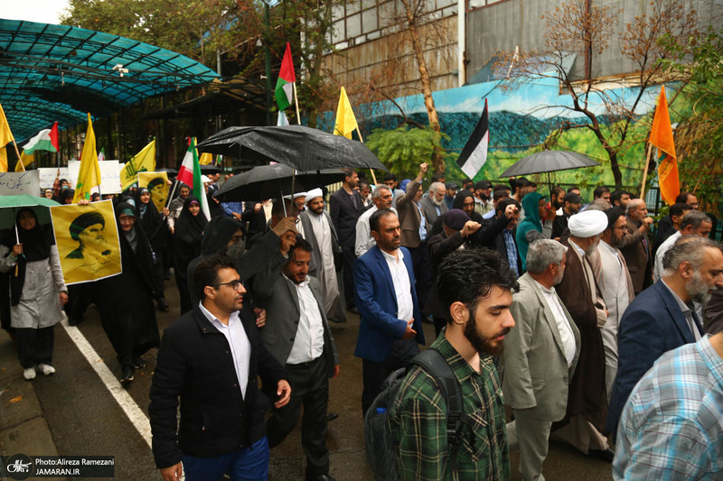 تجمع اعتراضی دانشجویان در دانشگاه تهران به جنایات رژیم صهیونیستی