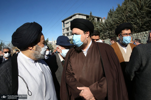 مراسم تشییع همسر آیت الله ری شهری با حضور سید حسن خمینی