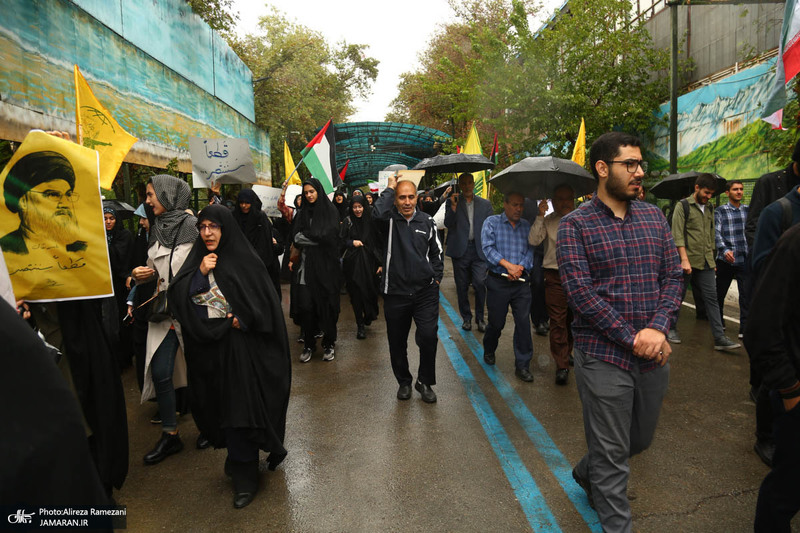 تجمع اعتراضی دانشجویان در دانشگاه تهران به جنایات رژیم صهیونیستی