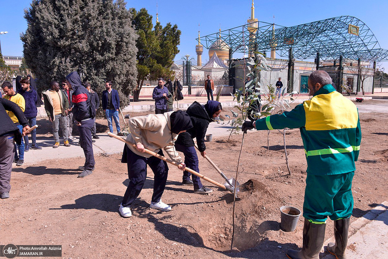 مراسم درختکاری در جوار حرم مطهر امام خمینی (س)