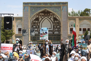 تجمع طلاب و اساتید حوزه علمیه قم در حمایت از مردم فلسطین و محکومیت حادثه تروریستی افغانستان‎