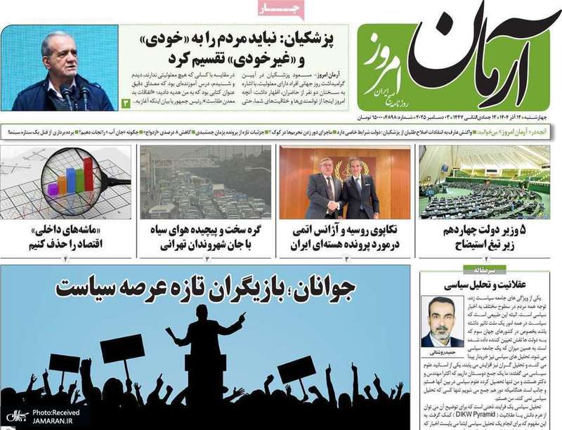 گزيده روزنامه هاى 12 آذر 1404