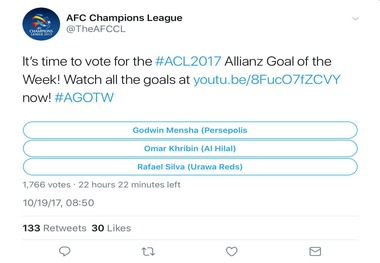 مهاجم پرسپولیس کاندیدای زننده گل برتر مرحله نیمه‌ نهایی لیگ قهرمانان+ عکس