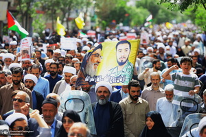 راهپیمایی نمازگزاران قمی در محکومیت جنایات رژیم صهیونیستی