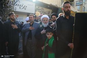 دسته عزاداری روز شهادت حضرت زهرا (س) با حضور آیت الله العظمی وحید خراسانی