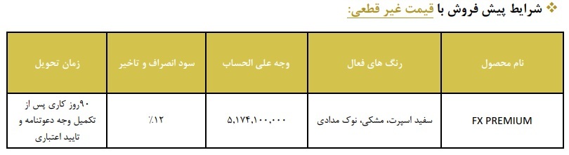 شرایط پیش فروش خودرو فونیکس FX (مرداد 1402)