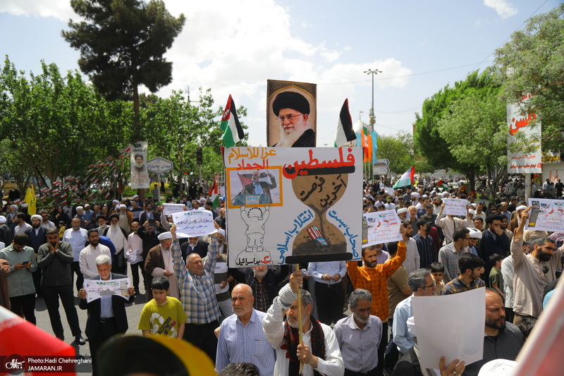 راهپیمایی نمازگزاران قمی در محکومیت جنایات رژیم صهیونیستی