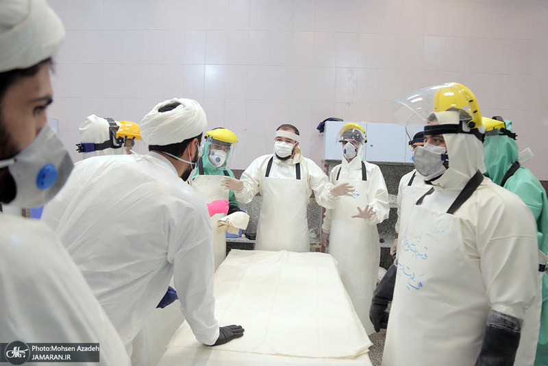 تغسیل با آب متوفیان مبتلا به کرونا در بهشت زهرا(س) تهران