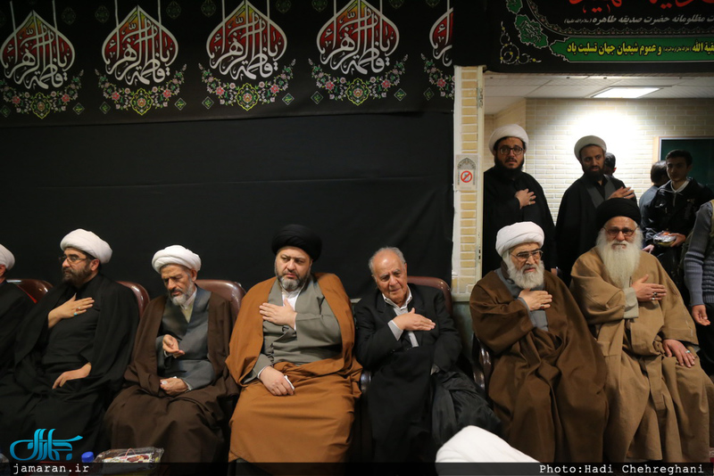 مراسم عزاداری حضرت زهرا(س) در مدرسه علمیه با حضور سید علی خمینی