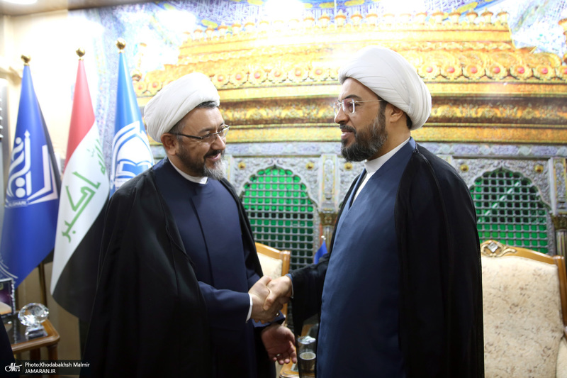 دیدار علی کمساری با شیخ الهاشمی رئیس موسسه الغری در نجف