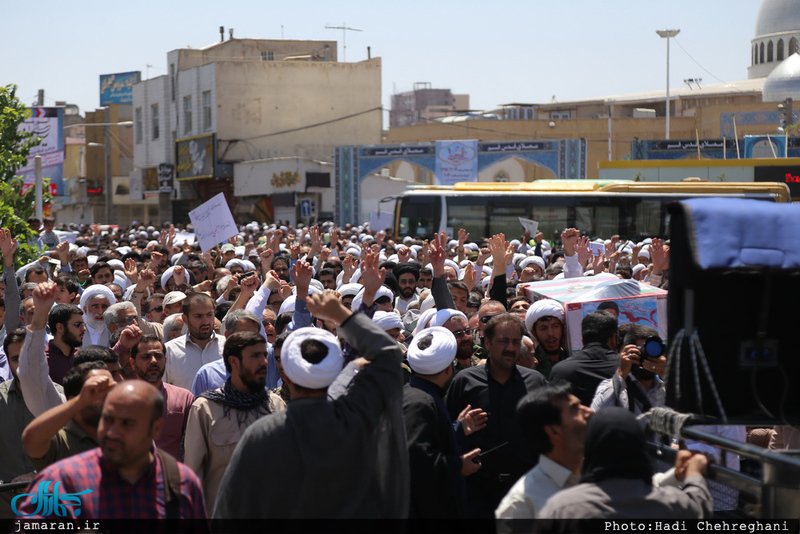 مراسم تشییع پیکر مطهر شهید حمله تروریستی اخیر حجت الاسلام تقوی در قم
