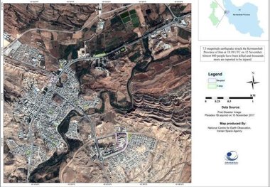 انتشار تصاویر ماهواره ای از مناطق زلزله زده ایران توسط ناسا