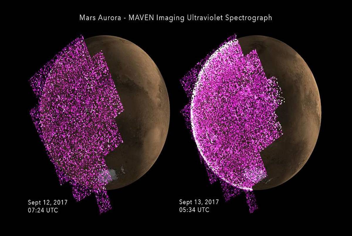 تصویر جالبی از شفق های مریخ هنگام شب + توضیح