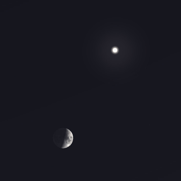 مقارنه ماه و سیاره مشتری در شامگاه امروز