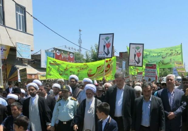 مردم نیر حضور حماسی در راهپیمایی روز قدس داشتند