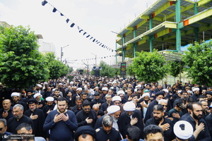 دسته عزاداری روز شهادت امام جعفر صادق (ع) با حضور آیت الله العظمی وحید خراسانی